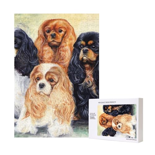 300 Teile Puzzle Holzpuzzle Spielzeug Familienspiel für Erwachsene Jugendliche,Schwarzer Goldener Cavalier King Charles Spaniel 300 Teile Puzzle Holzpuzzle Spielzeug Familienspiel für Erwachsene Jugendliche,Schwarzer Goldener Cavalier King Charles Spaniel von Hdhfjks