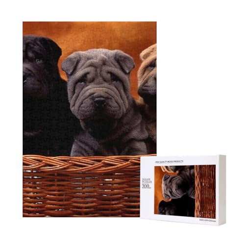 300 Teile Puzzle Holzpuzzle Spielzeug Familienspiel für Erwachsene Jugendliche,Shar Pei, schwarzer Welpe, kleine Hunde, Grauer Welpe, Haustiere 300 Teile Puzzle Holzpuzzle Spielzeug Familienspiel für Erwachsene Jugendliche,Shar Pei, schwarzer Welpe, kleine Hunde, Grauer Welpe, Haustiere von Hdhfjks