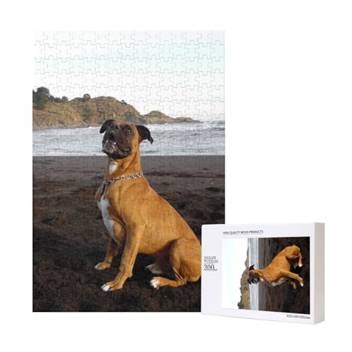 300 Teile Puzzle Holzpuzzle Spielzeug Familienspiel für Erwachsene Jugendliche,Strand braun Boxer Hund Portrait 300 Teile Puzzle Holzpuzzle Spielzeug Familienspiel für Erwachsene Jugendliche,Strand braun Boxer Hund Portrait von Hdhfjks