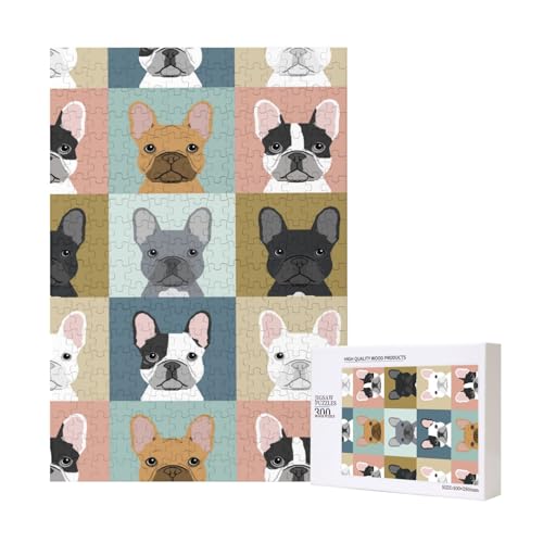 300 Teile Puzzle Holzpuzzle Spielzeug Familienspiel für Erwachsene Jugendliche,Süße französische Bulldoggen 300 Teile Puzzle Holzpuzzle Spielzeug Familienspiel für Erwachsene Jugendliche,Süße französische Bulldoggen von Hdhfjks