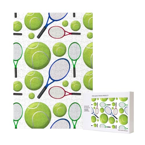 300 Teile Puzzle Holzpuzzle Spielzeug Familienspiel für Erwachsene Jugendliche,Tennisschläger und Bälle von Hdhfjks