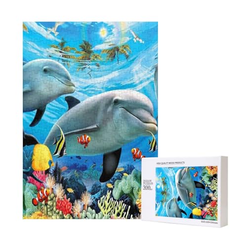 300 Teile Puzzle Holzpuzzle Spielzeug Familienspiel für Erwachsene Jugendliche,Unterwasserdelfin 300 Teile Puzzle Holzpuzzle Spielzeug Familienspiel für Erwachsene Jugendliche,Unterwasserdelfin von Hdhfjks