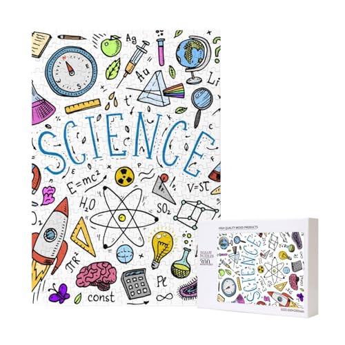 300 Teile Puzzle Holzpuzzle Spielzeug Familienspiel für Erwachsene Jugendliche,Wissenschaft von Hdhfjks