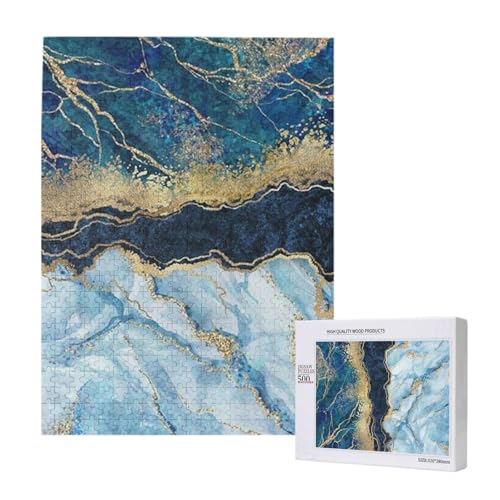 500 Pieces Jigsaw Puzzles Wooden Jigsaw Toy Family Game for Adults Teens,Abstrakte Farbe Gold Glitter Blau Marmor 500 Pieces Jigsaw Puzzles Wooden Jigsaw Toy Family Game for Adults Teens,Abstrakte Farbe Gold Glitter Blau Marmor von Hdhfjks