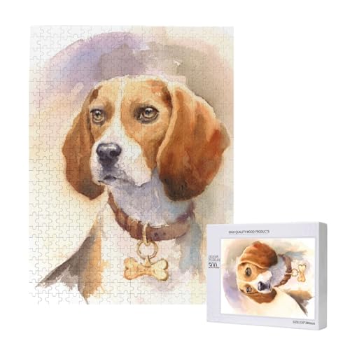 500 Pieces Jigsaw Puzzles Wooden Jigsaw Toy Family Game for Adults Teens,Aquarell Beagle Kopf 500 Pieces Jigsaw Puzzles Wooden Jigsaw Toy Family Game for Adults Teens,Aquarell Beagle Kopf von Hdhfjks