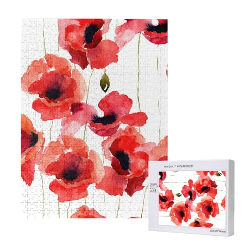 500 Pieces Jigsaw Puzzles Wooden Jigsaw Toy Family Game for Adults Teens,Aquarell Mohnblumen 500 Pieces Jigsaw Puzzles Wooden Jigsaw Toy Family Game for Adults Teens,Aquarell Mohnblumen von Hdhfjks