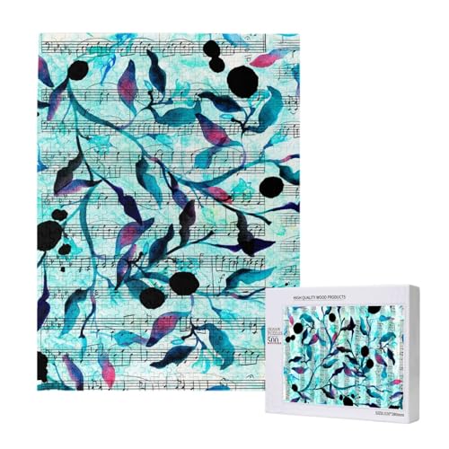 500 Pieces Jigsaw Puzzles Wooden Jigsaw Toy Family Game for Adults Teens,Aquarell Musik Zweige Blätter 500 Pieces Jigsaw Puzzles Wooden Jigsaw Toy Family Game for Adults Teens,Aquarell Musik Zweige Blätter von Hdhfjks