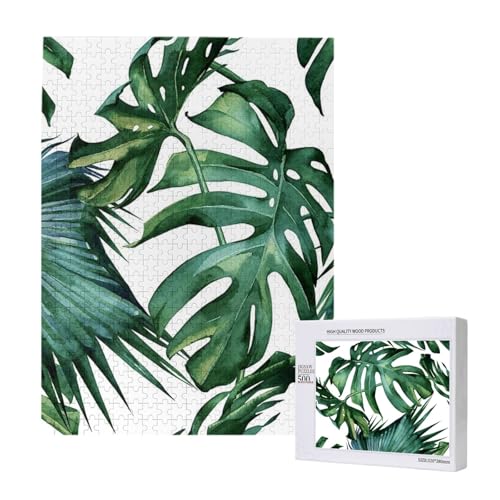 500 Pieces Jigsaw Puzzles Wooden Jigsaw Toy Family Game for Adults Teens,Blühende Palmblätter von Hdhfjks