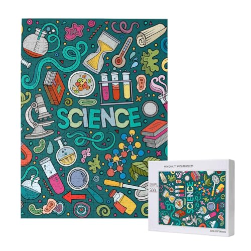 500 Pieces Jigsaw Puzzles Wooden Jigsaw Toy Family Game for Adults Teens,Cartoon-Wissenschaftsthema 500 Pieces Jigsaw Puzzles Wooden Jigsaw Toy Family Game for Adults Teens,Cartoon-Wissenschaftsthema von Hdhfjks