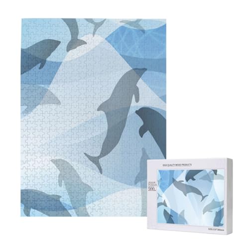 500 Pieces Jigsaw Puzzles Wooden Jigsaw Toy Family Game for Adults Teens,Delphinfisch-Silhouette 500 Pieces Jigsaw Puzzles Wooden Jigsaw Toy Family Game for Adults Teens,Delphinfisch-Silhouette von Hdhfjks