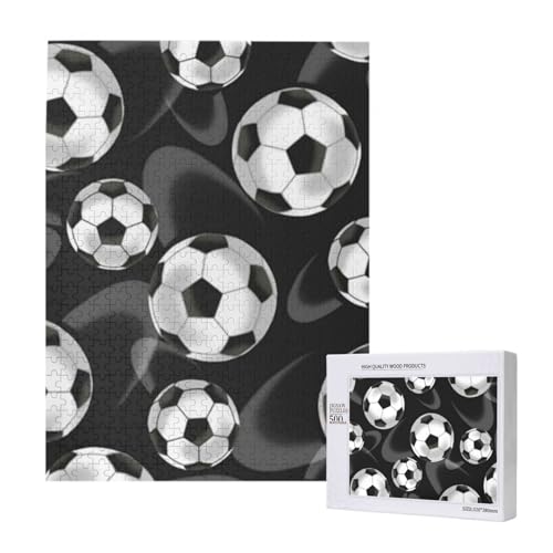 500 Pieces Jigsaw Puzzles Wooden Jigsaw Toy Family Game for Adults Teens,Fußball-Football auf schwarzem Druck 500 Pieces Jigsaw Puzzles Wooden Jigsaw Toy Family Game for Adults Teens,Fußball-Football auf schwarzem Druck von Hdhfjks