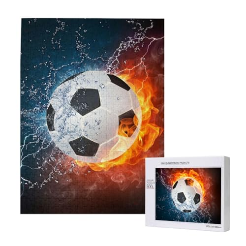 500 Pieces Jigsaw Puzzles Wooden Jigsaw Toy Family Game for Adults Teens,Fußball auf Feuer und Wasser 500 Pieces Jigsaw Puzzles Wooden Jigsaw Toy Family Game for Adults Teens,Fußball auf Feuer und Wasser von Hdhfjks
