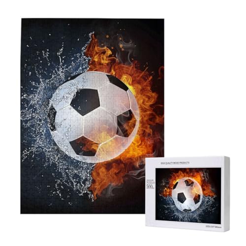 500 Pieces Jigsaw Puzzles Wooden Jigsaw Toy Family Game for Adults Teens,Fußball auf Feuerwasser 500 Pieces Jigsaw Puzzles Wooden Jigsaw Toy Family Game for Adults Teens,Fußball auf Feuerwasser von Hdhfjks