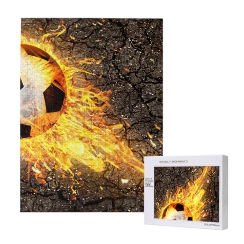 500 Pieces Jigsaw Puzzles Wooden Jigsaw Toy Family Game for Adults Teens,Fußball in brennenden Feuerflammen 500 Pieces Jigsaw Puzzles Wooden Jigsaw Toy Family Game for Adults Teens,Fußball in brennenden Feuerflammen von Hdhfjks