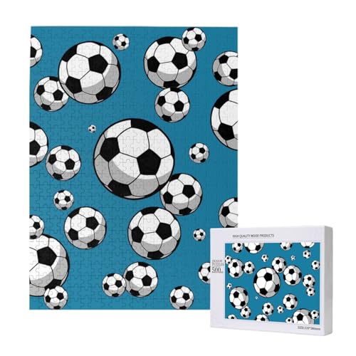500 Pieces Jigsaw Puzzles Wooden Jigsaw Toy Family Game for Adults Teens,Fußball von Hdhfjks