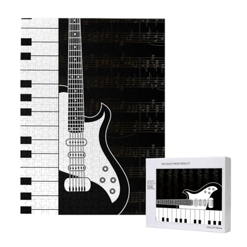 500 Pieces Jigsaw Puzzles Wooden Jigsaw Toy Family Game for Adults Teens,Gitarre und Notensysteme von Hdhfjks