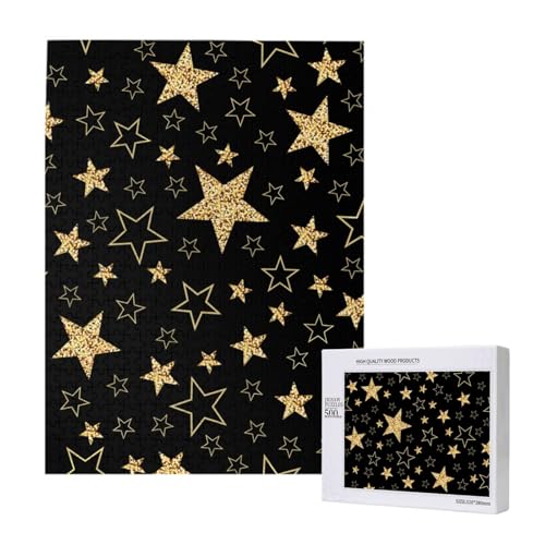 500 Pieces Jigsaw Puzzles Wooden Jigsaw Toy Family Game for Adults Teens,Goldene Sterne auf schwarzem Hintergrund 500 Pieces Jigsaw Puzzles Wooden Jigsaw Toy Family Game for Adults Teens,Goldene Sterne auf schwarzem Hintergrund von Hdhfjks