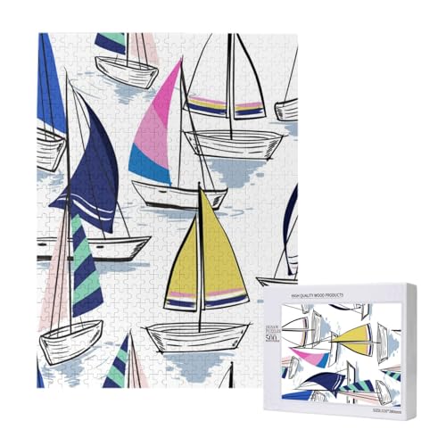 500 Pieces Jigsaw Puzzles Wooden Jigsaw Toy Family Game for Adults Teens,Handgezeichnete Skizze Segelboote 500 Pieces Jigsaw Puzzles Wooden Jigsaw Toy Family Game for Adults Teens,Handgezeichnete Skizze Segelboote von Hdhfjks