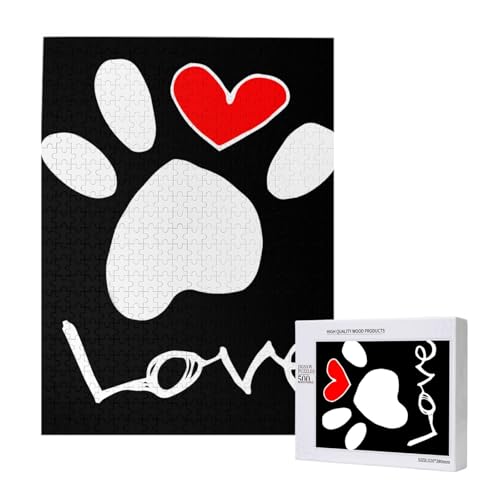500 Pieces Jigsaw Puzzles Wooden Jigsaw Toy Family Game for Adults Teens,Hundefußabdruck Pfote Liebe 500 Pieces Jigsaw Puzzles Wooden Jigsaw Toy Family Game for Adults Teens,Hundefußabdruck Pfote Liebe von Hdhfjks