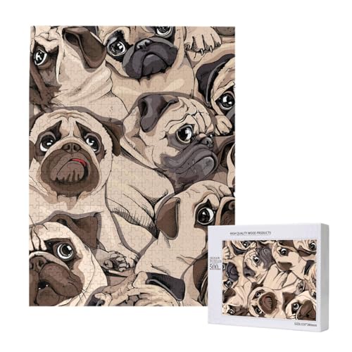500 Pieces Jigsaw Puzzles Wooden Jigsaw Toy Family Game for Adults Teens,Lustiges Mops-Muster 500 Pieces Jigsaw Puzzles Wooden Jigsaw Toy Family Game for Adults Teens,Lustiges Mops-Muster von Hdhfjks
