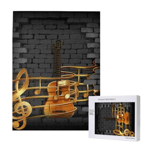 500 Pieces Jigsaw Puzzles Wooden Jigsaw Toy Family Game for Adults Teens,Note Gitarre gedruckt von Hdhfjks