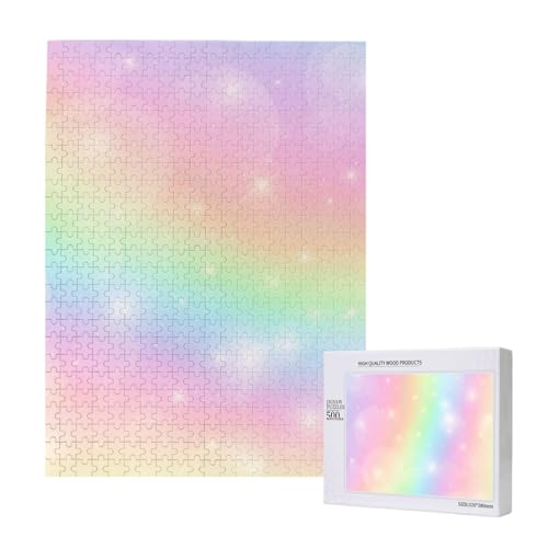 500 Pieces Jigsaw Puzzles Wooden Jigsaw Toy Family Game for Adults Teens,Regenbogen-Farbmuster von Hdhfjks
