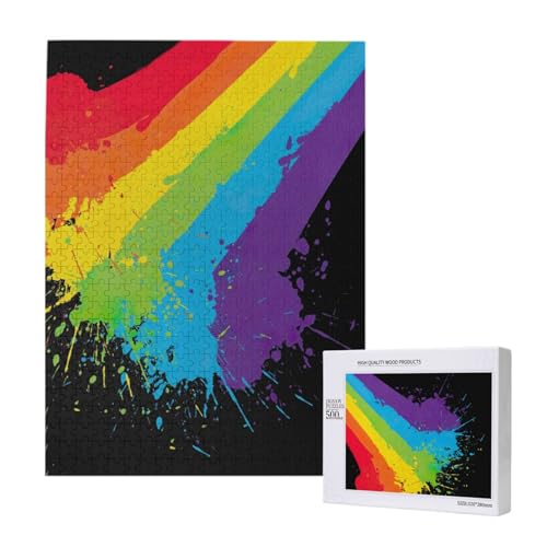 500 Pieces Jigsaw Puzzles Wooden Jigsaw Toy Family Game for Adults Teens,Regenbogen-Splat LGBT-Stolz von Hdhfjks
