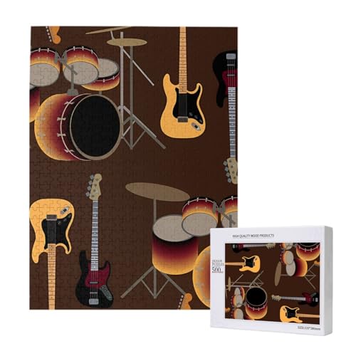 500 Pieces Jigsaw Puzzles Wooden Jigsaw Toy Family Game for Adults Teens,Rock-Muster von Retro-Schlagzeug 500 Pieces Jigsaw Puzzles Wooden Jigsaw Toy Family Game for Adults Teens,Rock-Muster von Retro-Schlagzeug von Hdhfjks