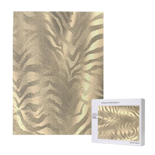 500 Pieces Jigsaw Puzzles Wooden Jigsaw Toy Family Game for Adults Teens,Safari Afrikanisches Gold Glam Zebra Tierhaut Sepia von Hdhfjks