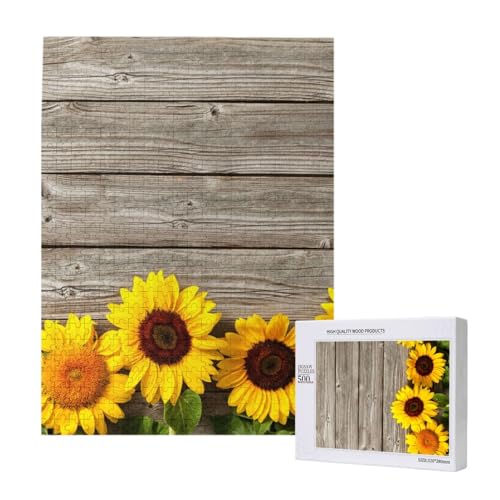 500 Pieces Jigsaw Puzzles Wooden Jigsaw Toy Family Game for Adults Teens,Sonnenblume auf rustikalem Holz 500 Pieces Jigsaw Puzzles Wooden Jigsaw Toy Family Game for Adults Teens,Sonnenblume auf rustikalem Holz von Hdhfjks