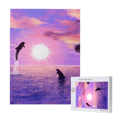 500 Pieces Jigsaw Puzzles Wooden Jigsaw Toy Family Game for Adults Teens,Sonnenuntergang Delfine 500 Pieces Jigsaw Puzzles Wooden Jigsaw Toy Family Game for Adults Teens,Sonnenuntergang Delfine von Hdhfjks