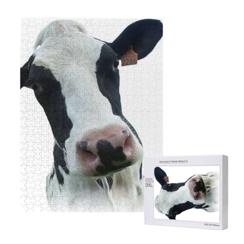 500 Pieces Jigsaw Puzzles Wooden Jigsaw Toy Family Game for Adults Teens,Tier Lustige Kuh Kopf Schwarz Weiß 500 Pieces Jigsaw Puzzles Wooden Jigsaw Toy Family Game for Adults Teens,Tier Lustige Kuh Kopf Schwarz Weiß von Hdhfjks