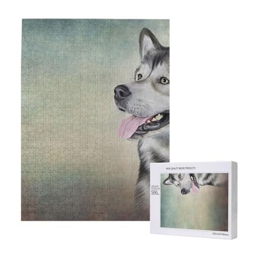 500 Pieces Jigsaw Puzzles Wooden Jigsaw Toy Family Game for Adults Teens,Zeichnung Hund Alaskan Malamute Portrait 500 Pieces Jigsaw Puzzles Wooden Jigsaw Toy Family Game for Adults Teens,Zeichnung Hund Alaskan Malamute Portrait von Hdhfjks