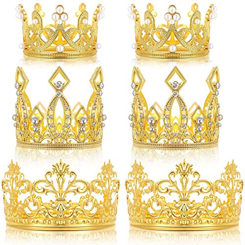 Hduacuge 6 Stück Krone Kuchen Topper Geburtstag Mini Krone Kuchen Topper Kristall Perle Diadem, Cupcake Toppers für Hochzeit Geburtstag von Hduacuge