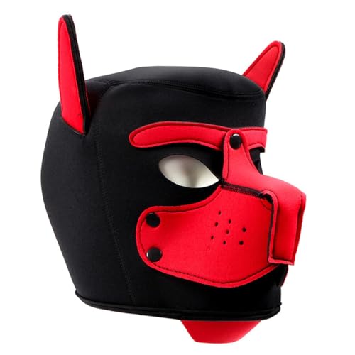 Hdynasty Handgemachte Vollgesichtsmaske für Cosplay, Requisiten für Halloween-Kostüm, kreative Gothic-Tierkopfmasken (rot) von Hdynasty