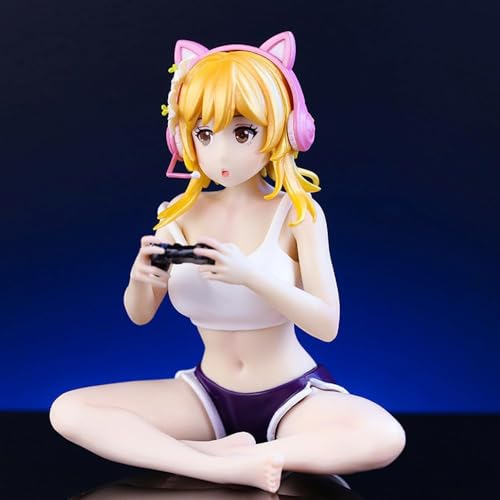 HeRfst Ecchi Figure Playing Games, Wearing Headphones Ver. Cute Plump Sitting Girl, Complete Anime Character Statue, Otaku Series Toy, Ornaments, H5.52 Inch PVC Model von HeRfst