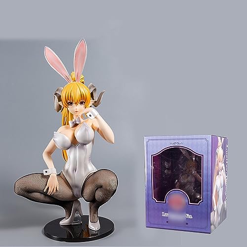 HeRfst Lucifer Bunny Girl Pechos suaves Figura de anime Medias de red negras Juego de dibujos animados en cuclillas Muñeca de personaje de anime Colección de modelos de PVC Estatuas de decoración de e von HeRfst