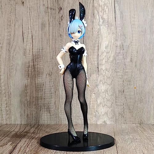 HeRfst Rem Bunny Girl Figur de anime de pie Medias de red negras Juego de dibujos animados Muñeca de personaje de anime Colección de modelos de PVC Estatuas de decoración de escritorio Regalo de anim von HeRfst