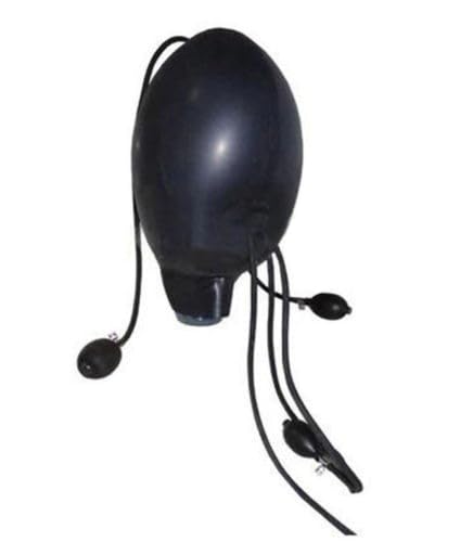 HeYie Latexmaske Mit Aufblasventil Bondage Choke Maske Aufblasbare Maske Halloween Party Maske Kopfbedeckung BDSM Maske Extremer Sex Gummimaske SM Fetisch Latexmaske Sexspielzeug Für Paare (Color : S von HeYie