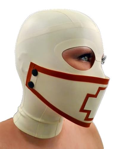 HeYie SM Latex Maske BDSM Maske Mit Maske Bondage Maske Halloween Maske Cosplay Party Maske Latex Gummimaske Sex Maske Extrem Sex Fetisch Sexspielzeug SM Latex Maske Für Männer Frauen (Color : Beige von HeYie