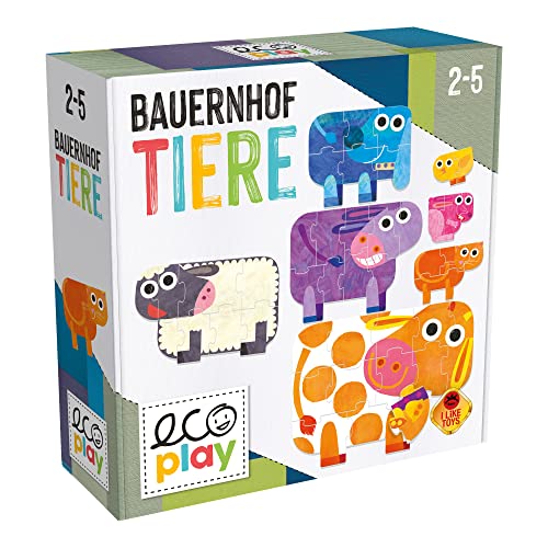 „Bauernhoftiere – 7 Tiere mit großen Puzzleteilen!“: Lernspiel für Kinder im Alter von 2 bis 5 Jahren, deutsche Version (DE52620) von Headu