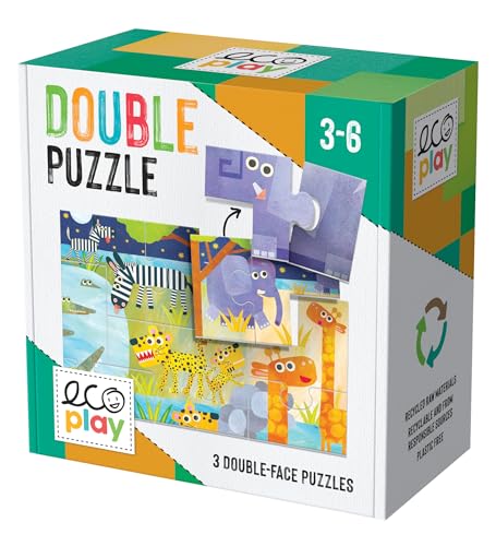 HEADU Doppel-Puzzle | Lernspielzeug, ECO Play, 3 doppelseitige Puzzles, Alter 3-6 Jahre, Tierpuzzles HEADU Doppel-Puzzle | Lernspielzeug, ECO Play, 3 doppelseitige Puzzles, Alter 3-6 Jahre, Tierpuzzles von Headu