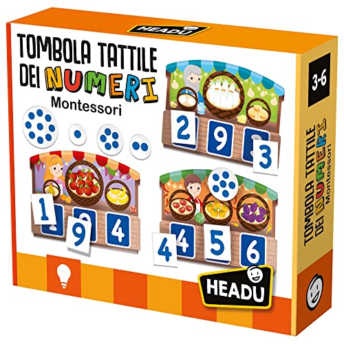 Headu IT20249 Montessori taktile Tombola der Zahlen Italy Lernspiel, Mehrfarbig, 3 von Headu
