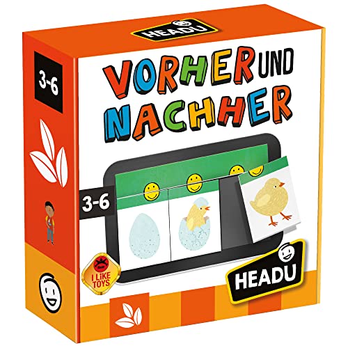 Headu „Vorher und Nachher – Spiele mit den ersten Zeitbegriffen!“: Lernspiel für Kinder im Alter von 3 bis 6 Jahren, deutsche Version (DE52538) von Headu