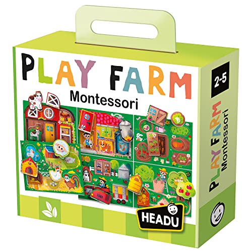 Headu Baby Play Farm Montessori, spanische Version, Pädagogisches Kinderspiel für Jungen und Mädchen von 2 bis 5 Jahren von Headu