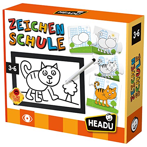 Headu DE52507 Zeichenschule Lernspiel Montessori, orange von Headu