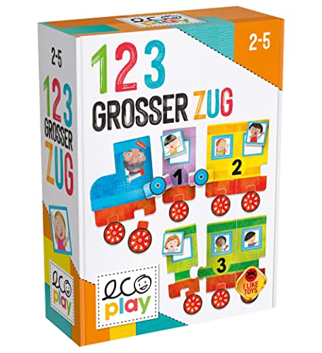 Headu DE52590 123 Großer Zug Lernspiel Montessori, orange von Headu