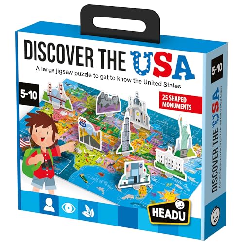 Headu Discover The USA Lernspielzeug für Kinder im Alter von 5-10 Jahren, Lernspielzeug für Kinder im Alter von 5, 6, 7, 8, 9 und 10 Jahren, amerikanische Lernpuzzle, US-Karten Headu Discover The USA Lernspielzeug für Kinder im Alter von 5-10 Jahren, Lernspielzeug für Kinder im Alter von 5, 6, 7, 8, 9 und 10 Jahren, amerikanische Lernpuzzle, US-Karten von Headu