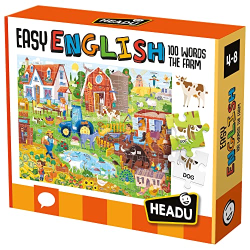 Headu - Easy English 100 Words Farm Lernspiel, Mehrfarbig, IT20997 von Headu