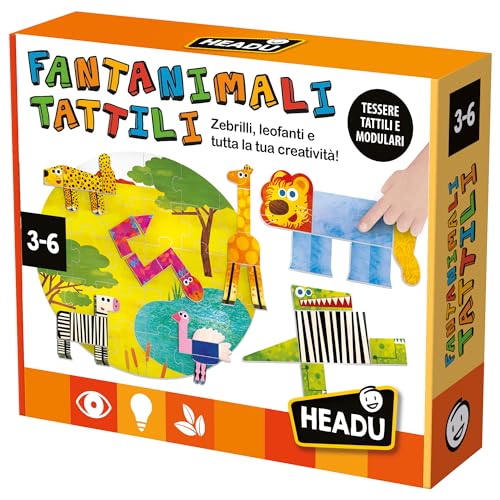 Headu Fantanimali Tattili Montessori Spiel der Kreativität und Fantasie It57434 Lernspiel für Kinder 3-6 Jahre, Made in Italy von Headu